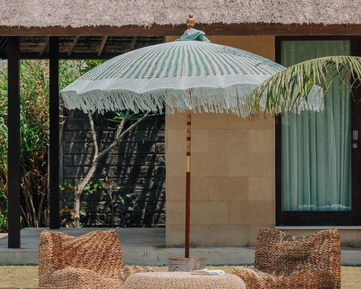 Bali parasol i grøn macramé Ø250 cm Todo Bien