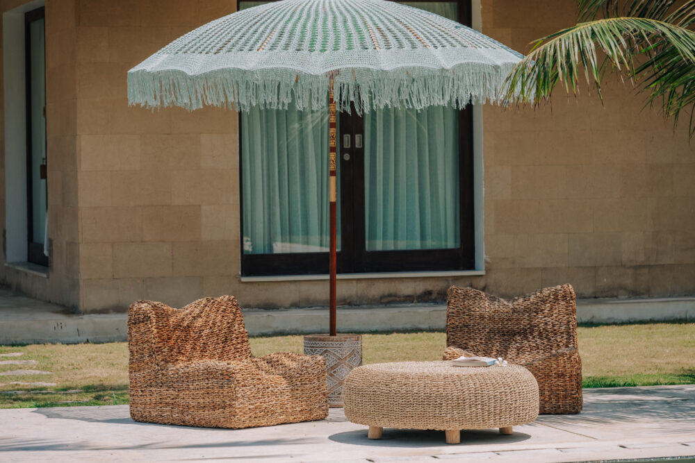 Bali parasol i grøn macramé Ø250 cm Todo Bien