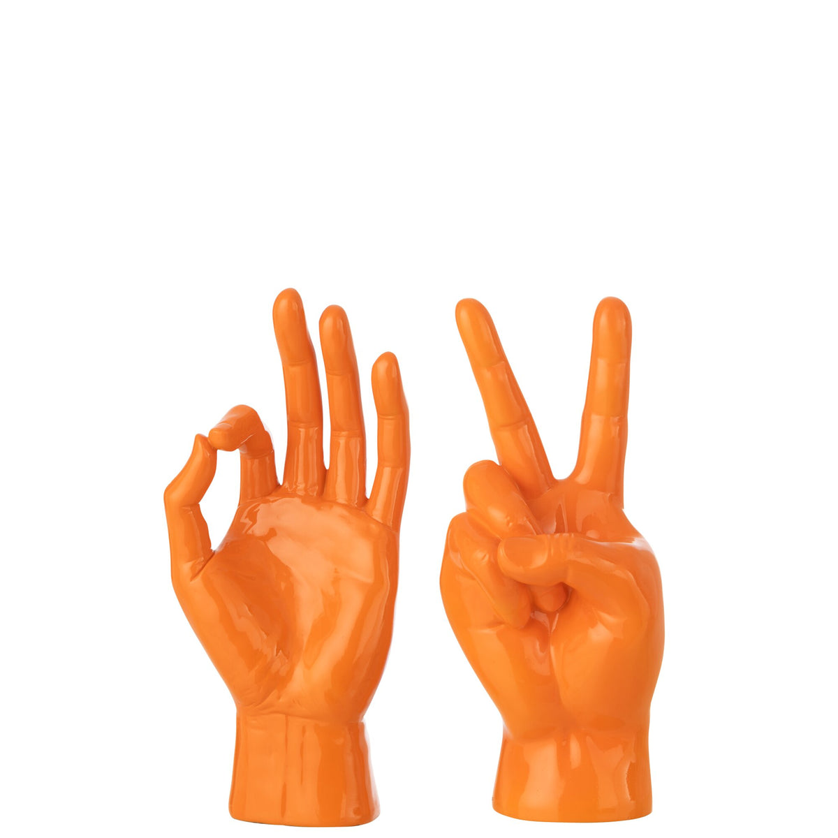 Figur i tegnsprog, polyresin, mørkeorange, sortiment med 2 stk. J-Line