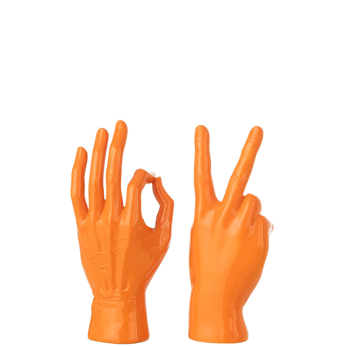 Figur i tegnsprog, polyresin, mørkeorange, sortiment med 2 stk. J-Line