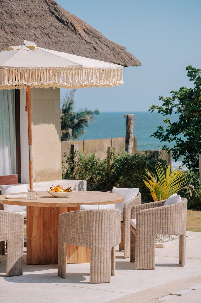 Canvas Parasol - Touwfringe Créme - 250cm - Parasol - Todo Bien - livinglovely.nl