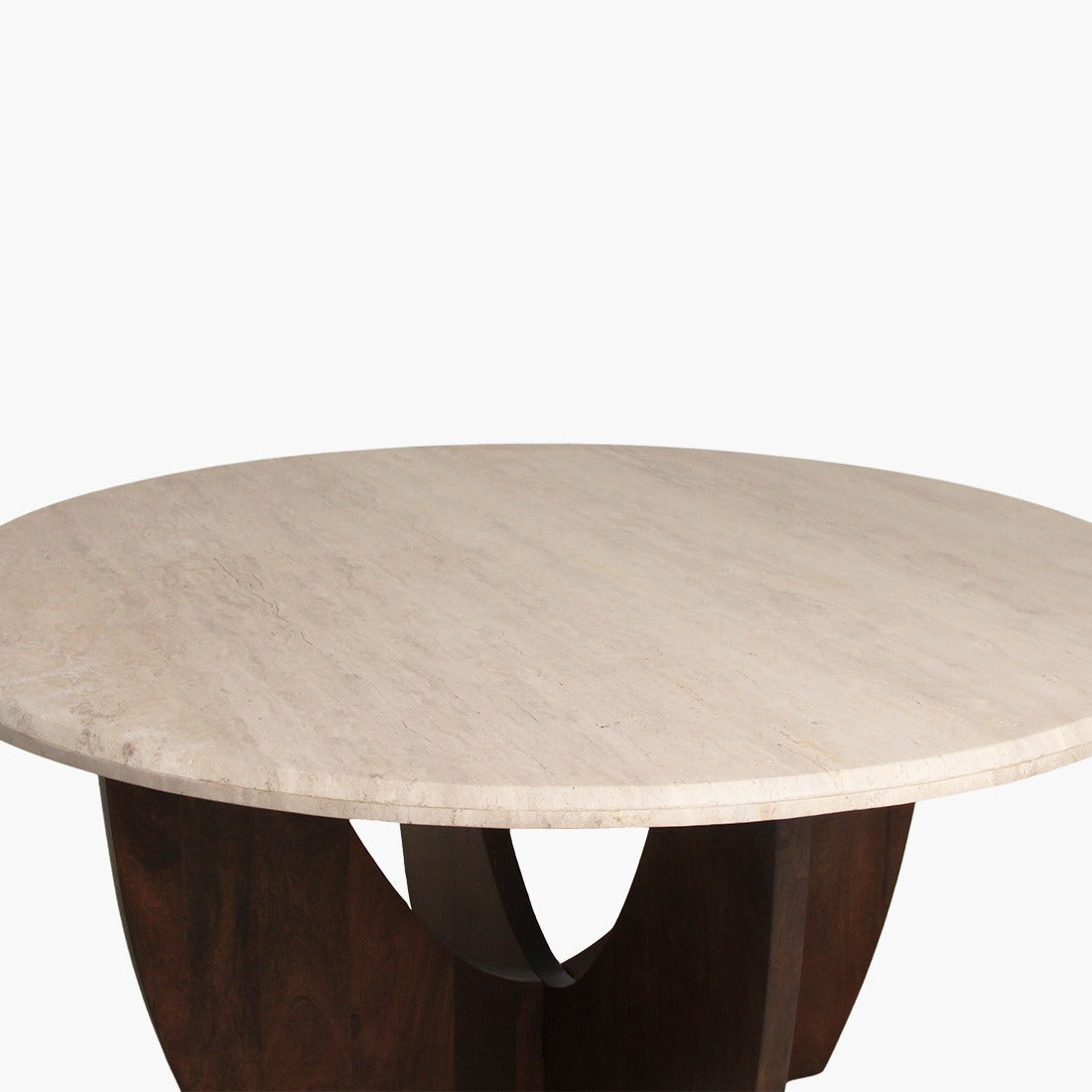 Eettafel Travertin Ronde Bruin Onderstel Raw Materials 120cm - Eetkamertafel - Raw Materials - livinglovely.nl