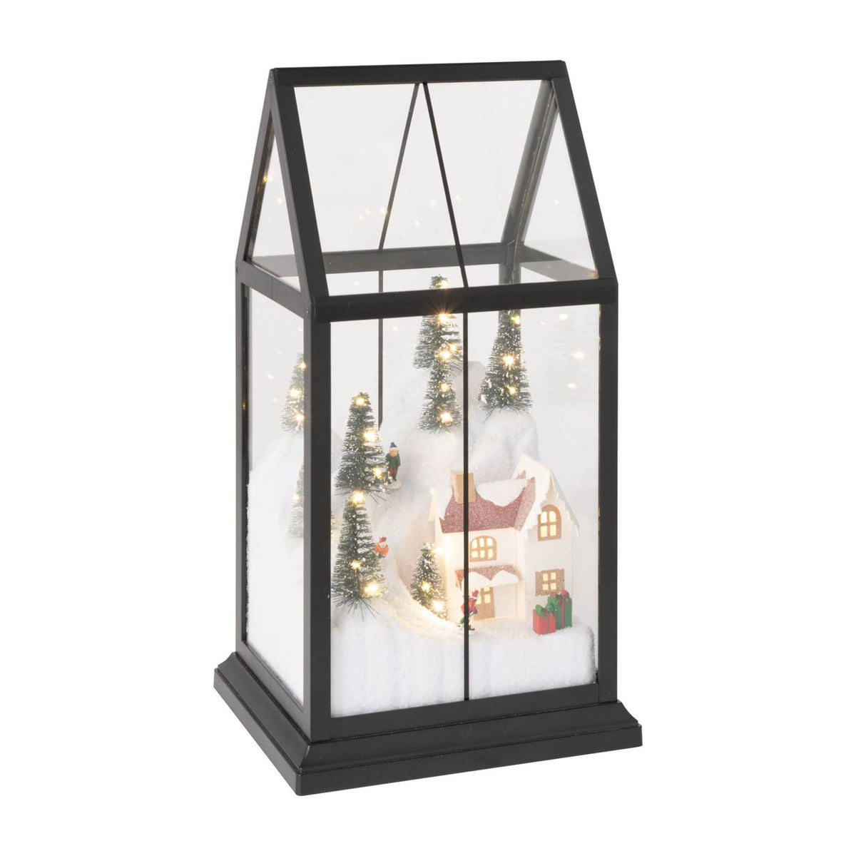 Juleby i glas med LED-lys, multifarvet, lille – J-Line