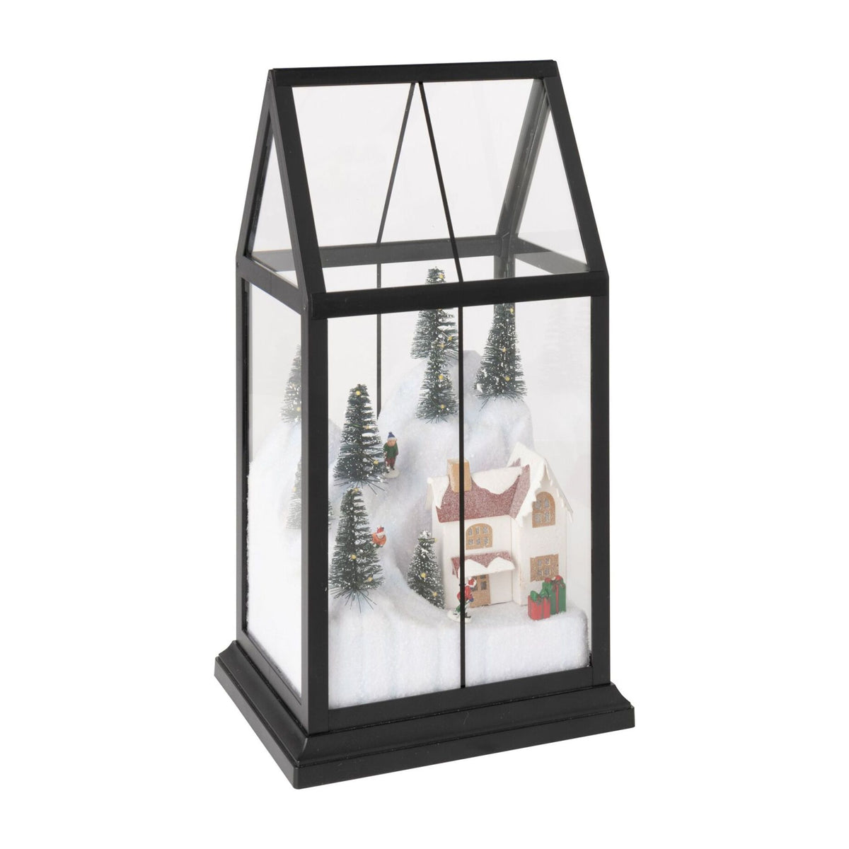 Juleby i glas med LED-lys, multifarvet, lille – J-Line