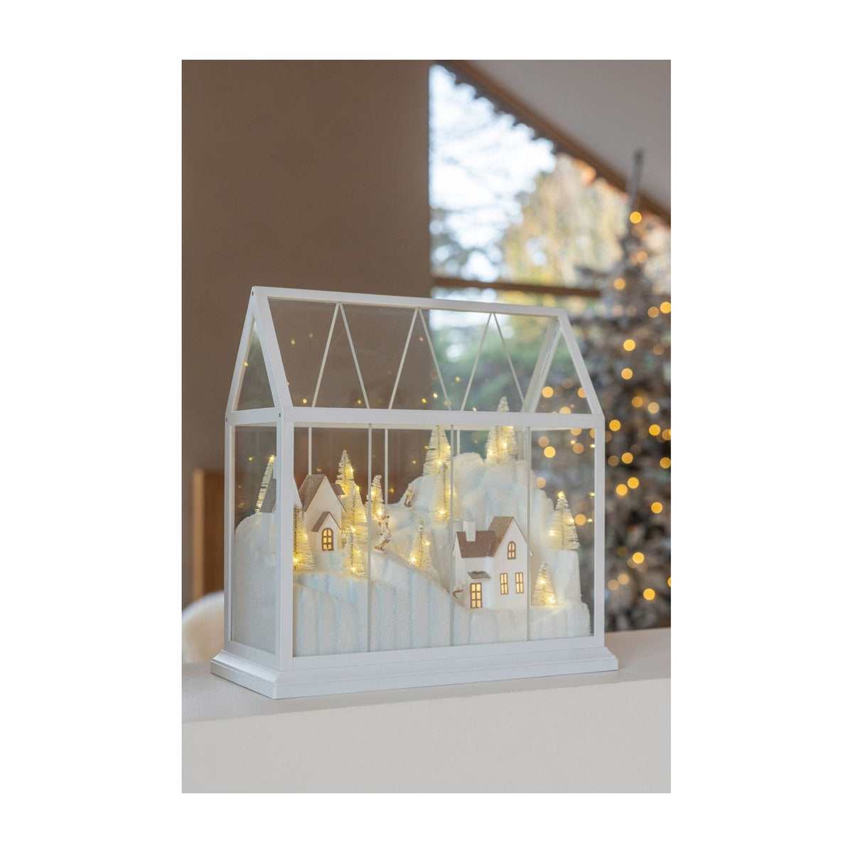 Juleby i glas, hvid/guld, stor, J-Line