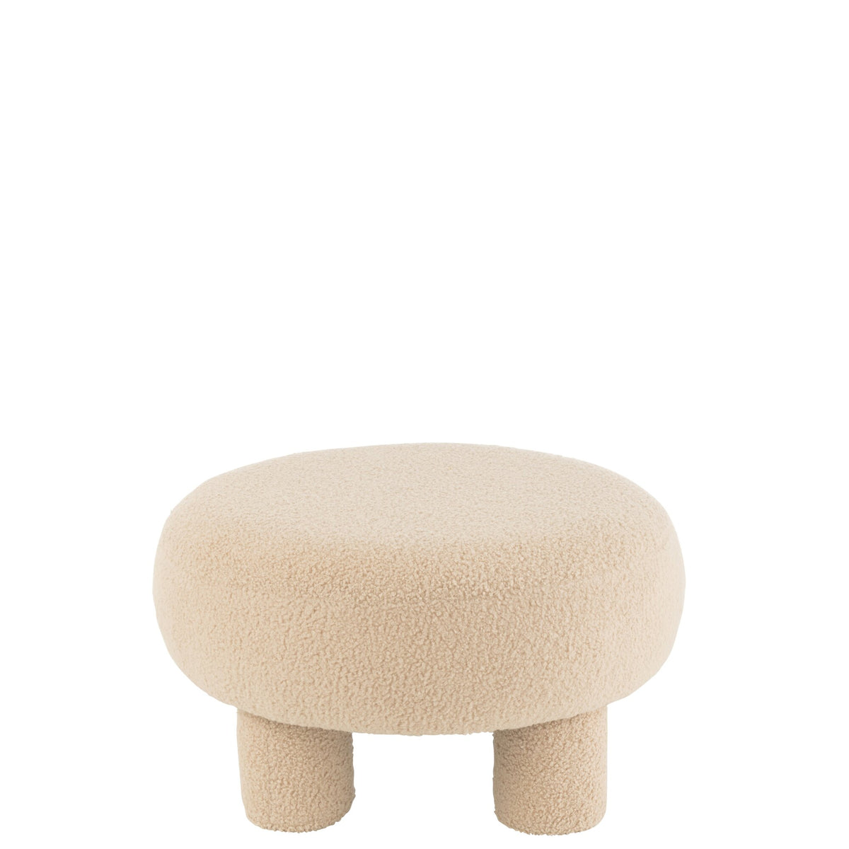 Rund Teddy Skammel Ben Bouclé Varm Beige J-Line