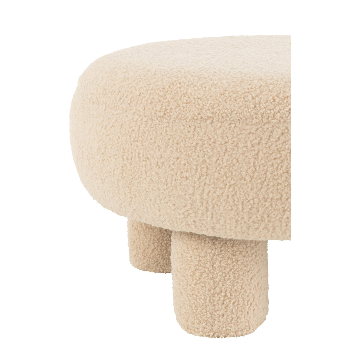 Rund Teddy Skammel Ben Bouclé Varm Beige J-Line