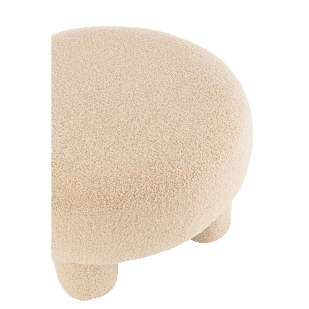 Rund Teddy Skammel Ben Bouclé Varm Beige J-Line