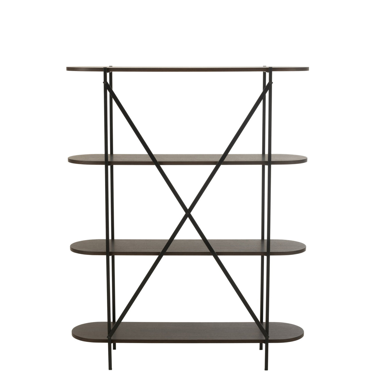 Reol oval MDF/metal mørkebrun