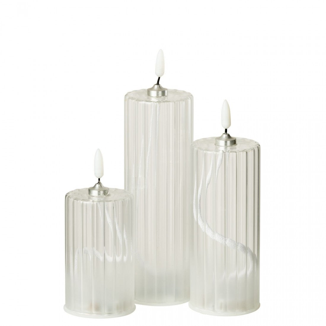 LED-lys med striber i transparent glas, sæt med 3 fra J-Line