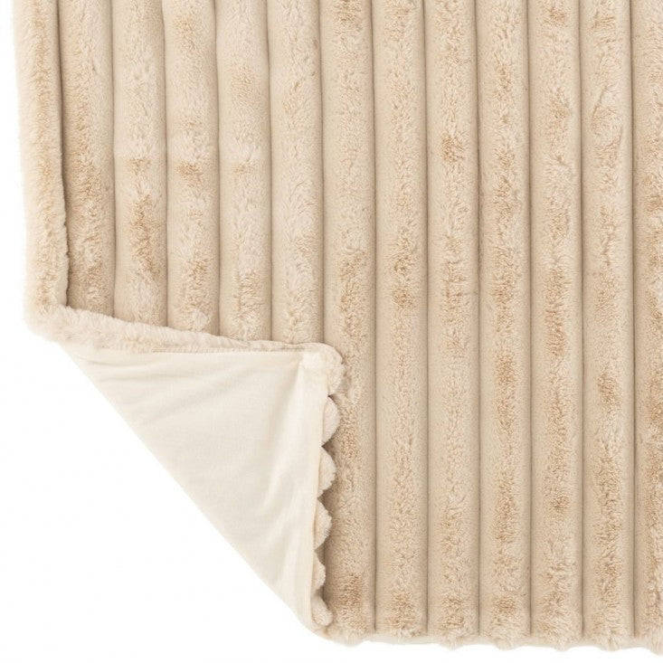Plaid Stor Cord Polyester Beige 180cmx130cm J-Line