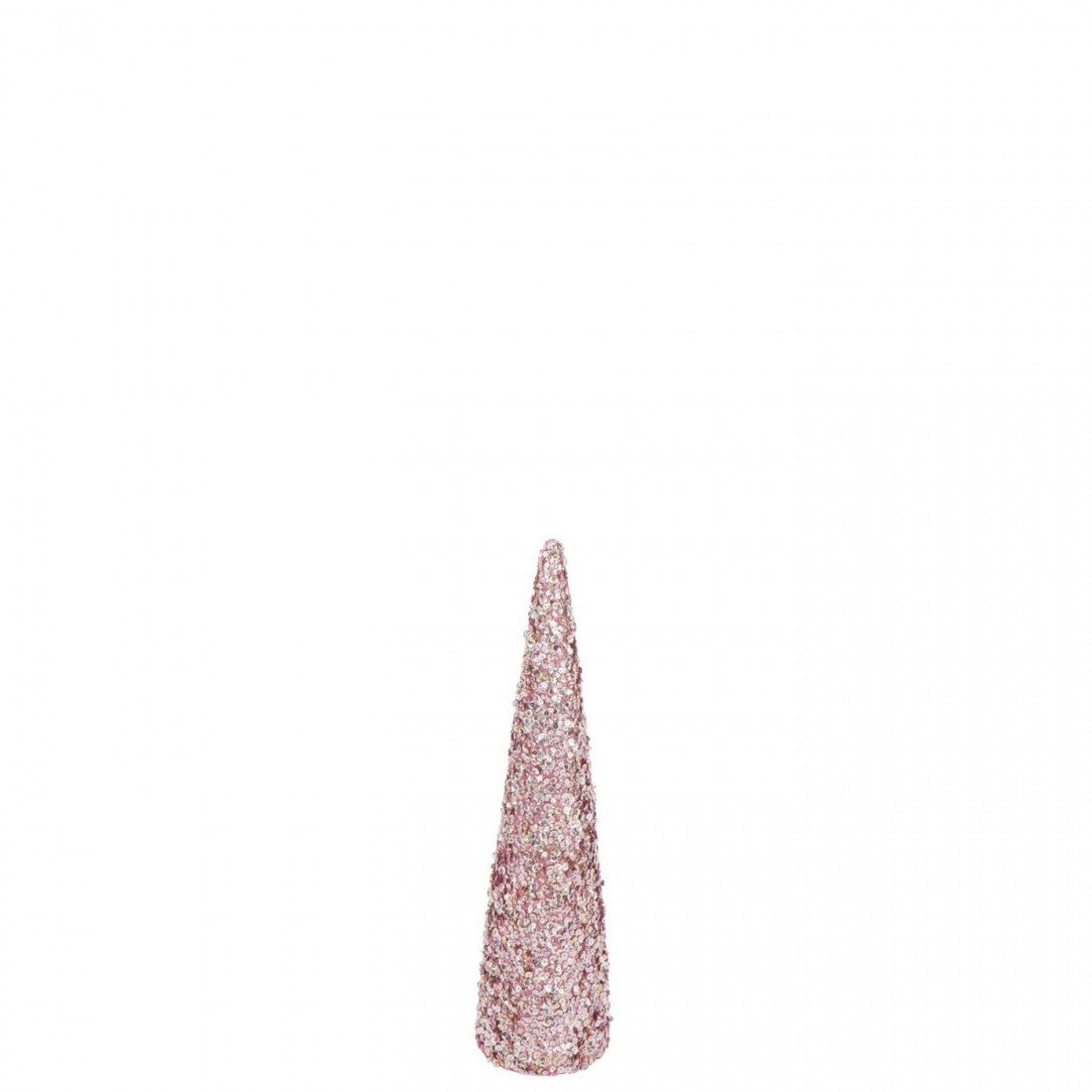 Kegleformet skumdekoration med pailletter, lyserød, medium, H56 cm, J-Line