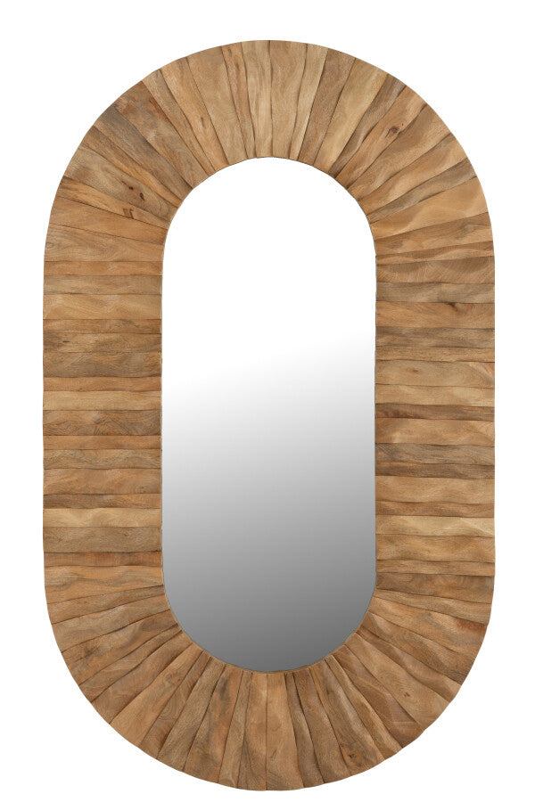 Vægspejl Curve oval i naturtræ 152 × 6 × 92 cm J-Line