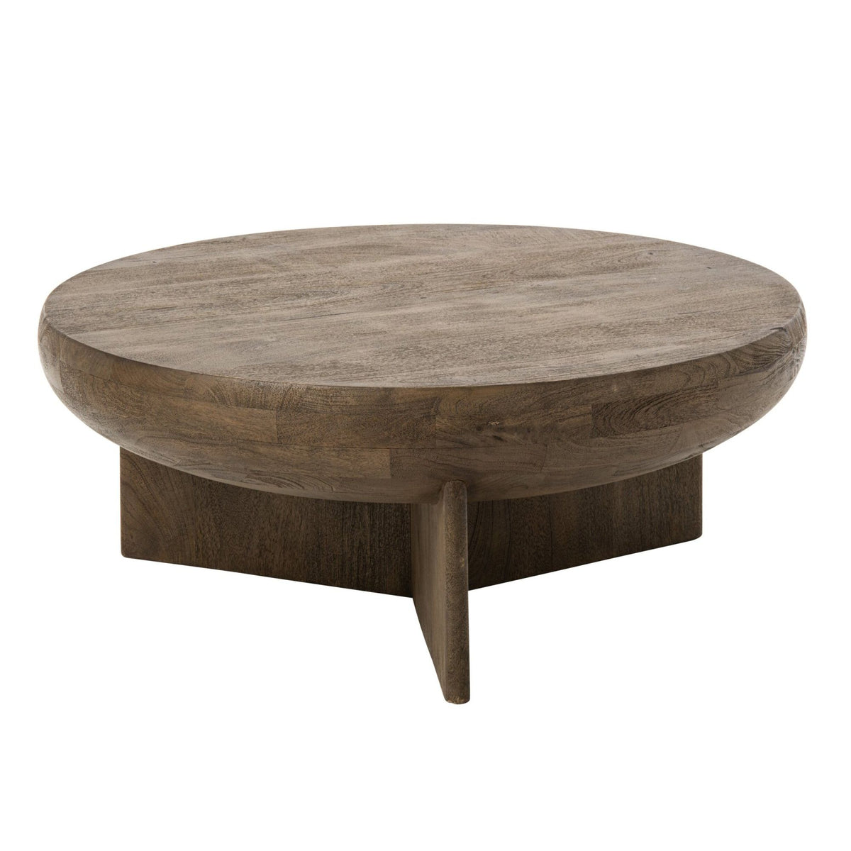 Sofabord rundt i mørkebrunt mangotræ Ø90 cm J-Line