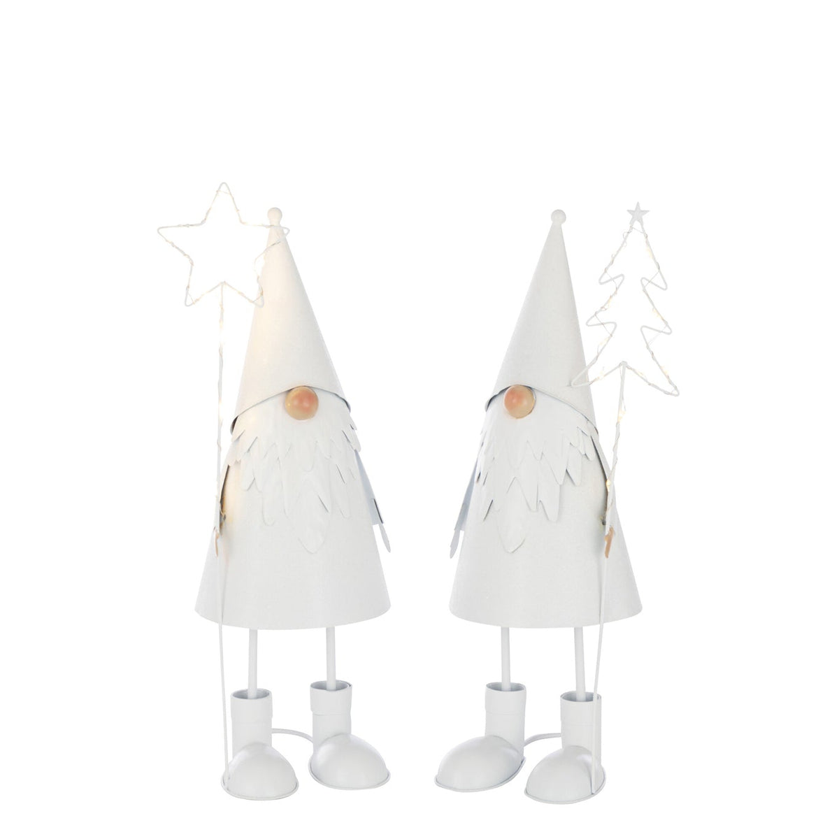Santa Claus Led Star + Tree Metal White Small Assortment Of 2 - - J-Line - livinglovely.nl