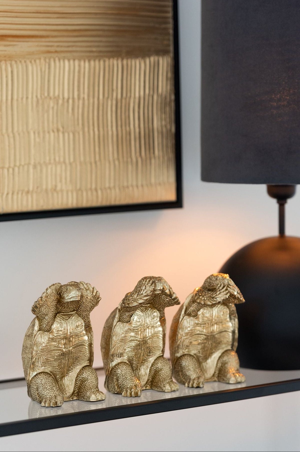 Skildpadde Se/Høre/Tie Resin Guld Sæt med 3 J-Line