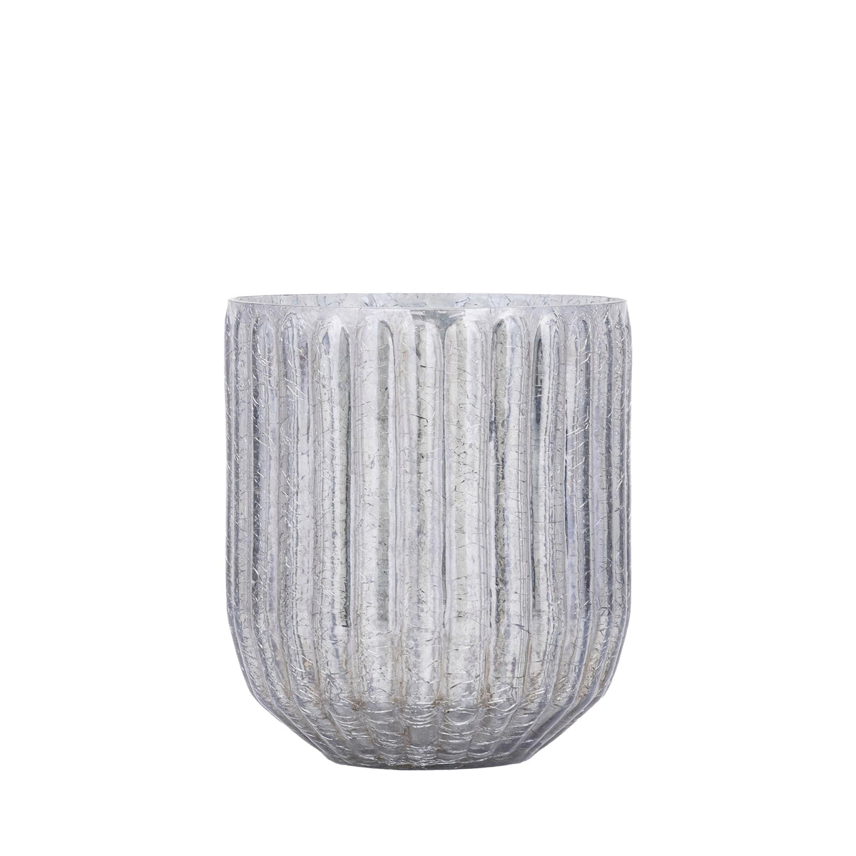 Klein grijs glazen windlicht Evin van PTMD met ombré afwerking, 15cm hoog