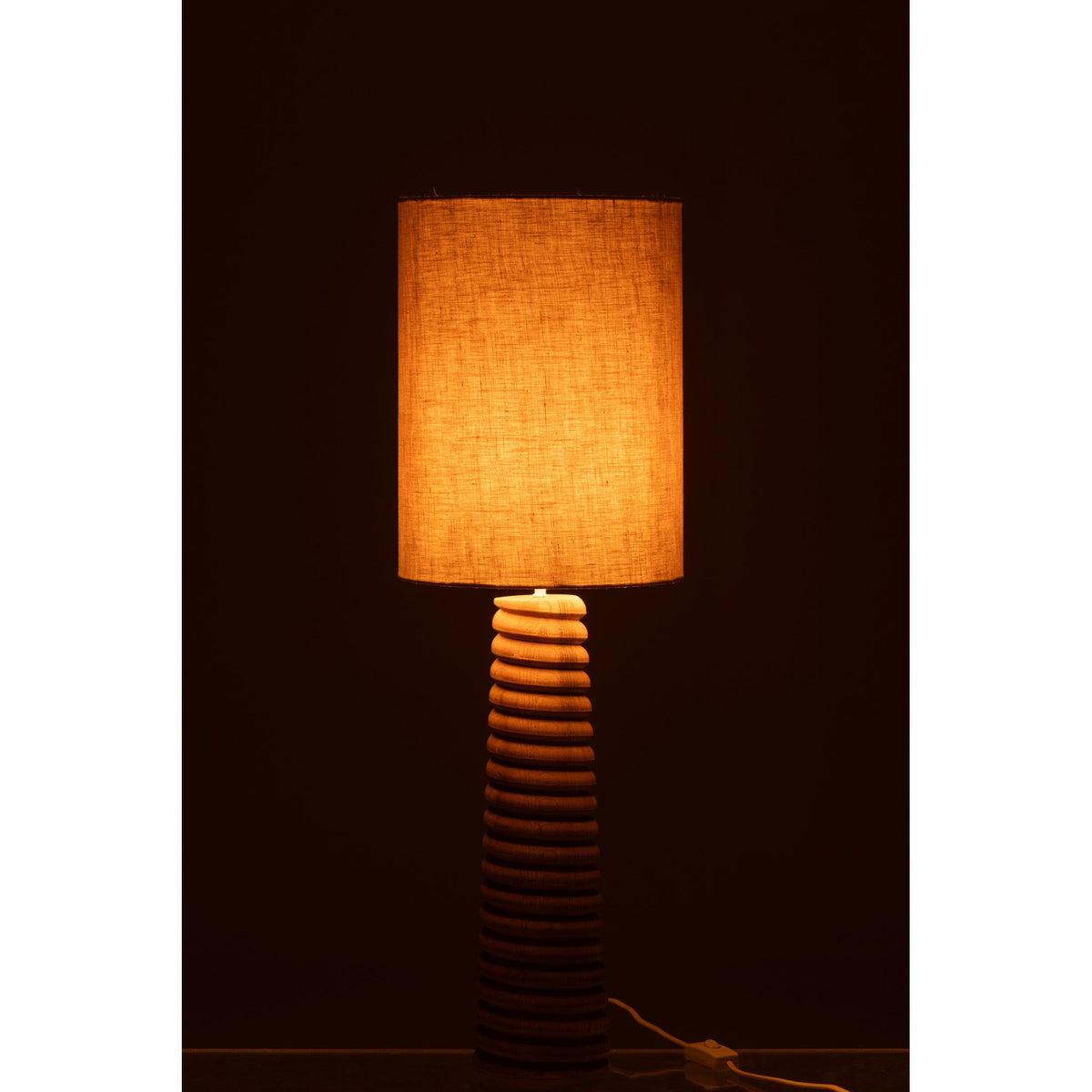 Bordlampe med gevind, naturfarvet træ, grå, J-Line