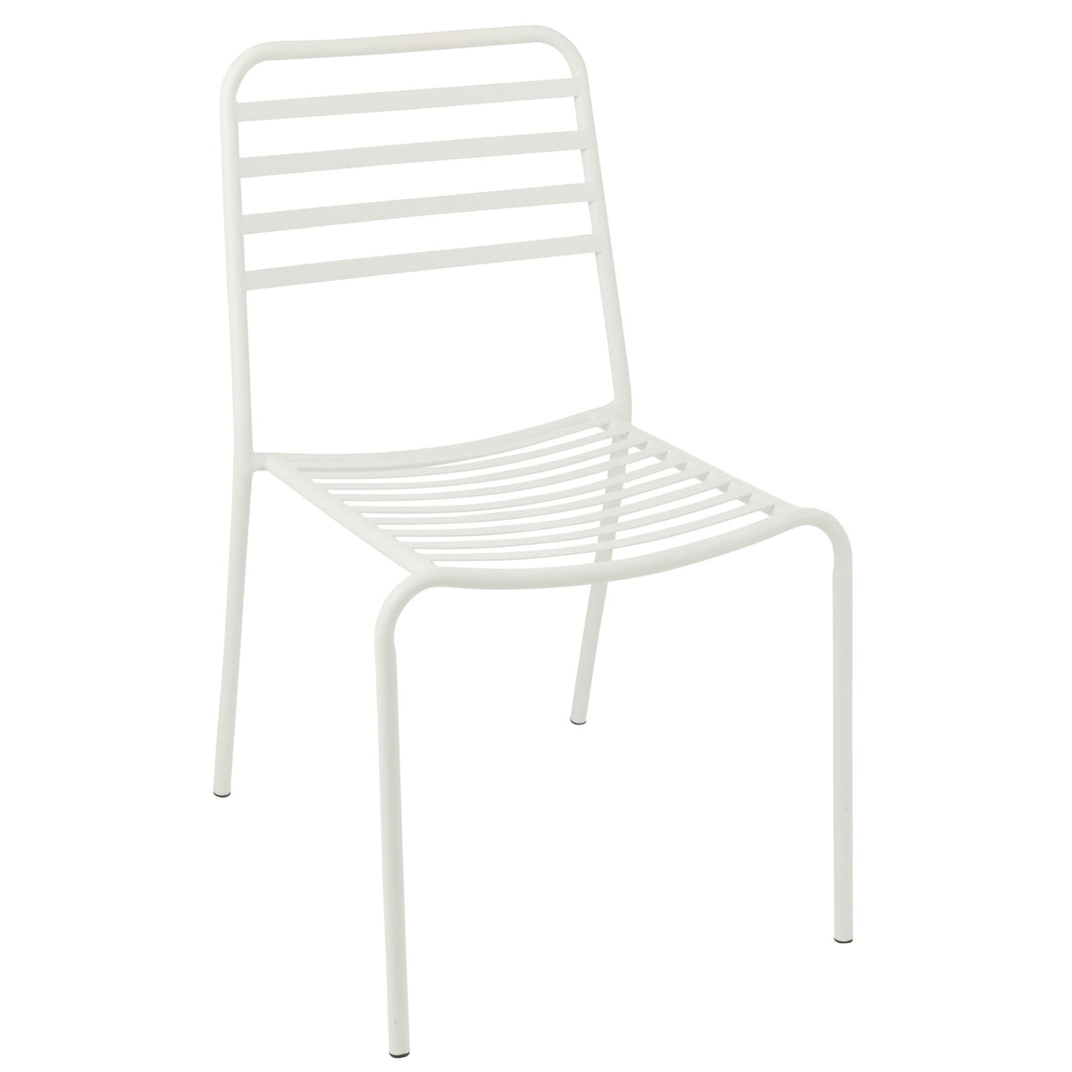 Havestol i stribet metal, hvid – J-Line