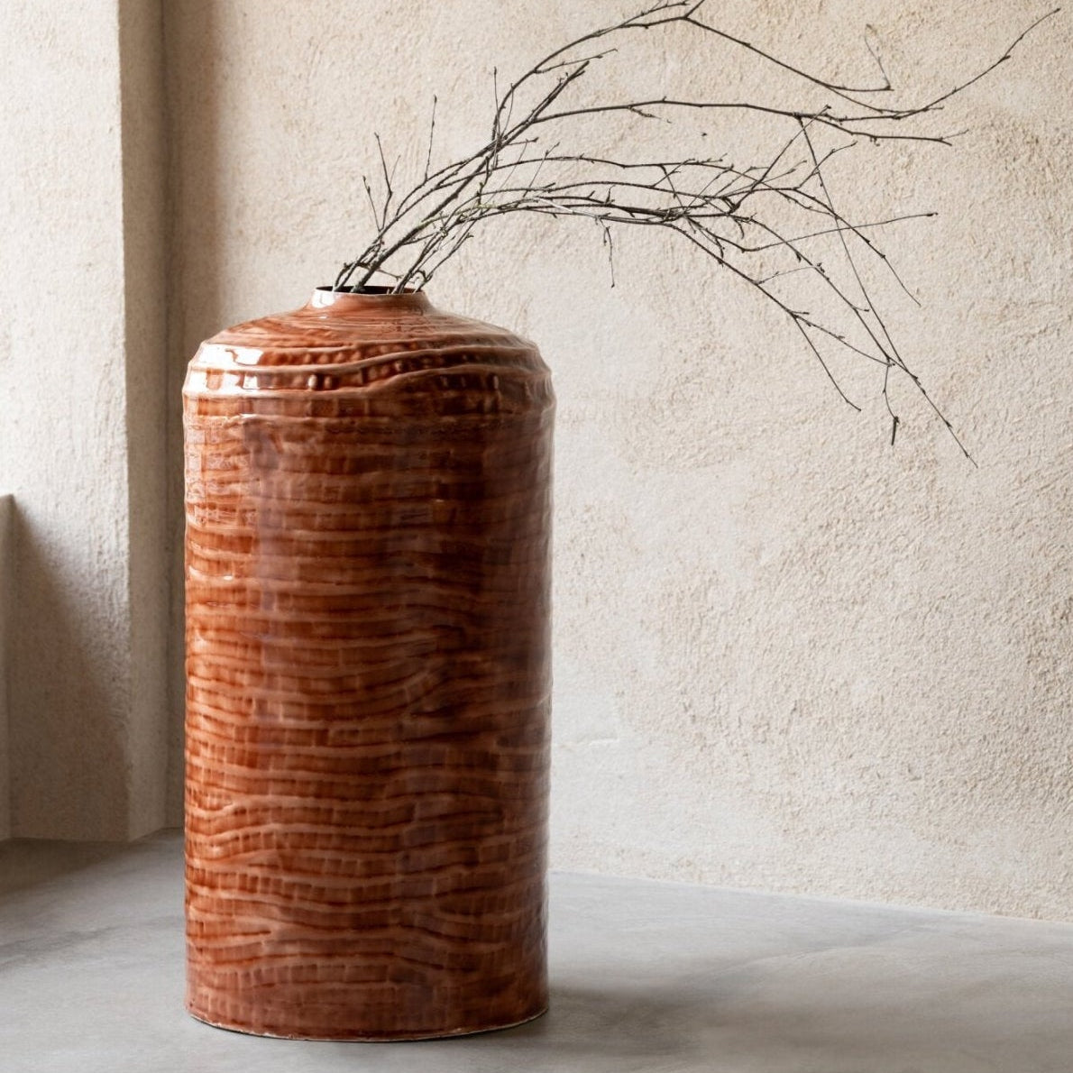 Vaas IJzer Bruin Ø28cm x H56cm J-Line