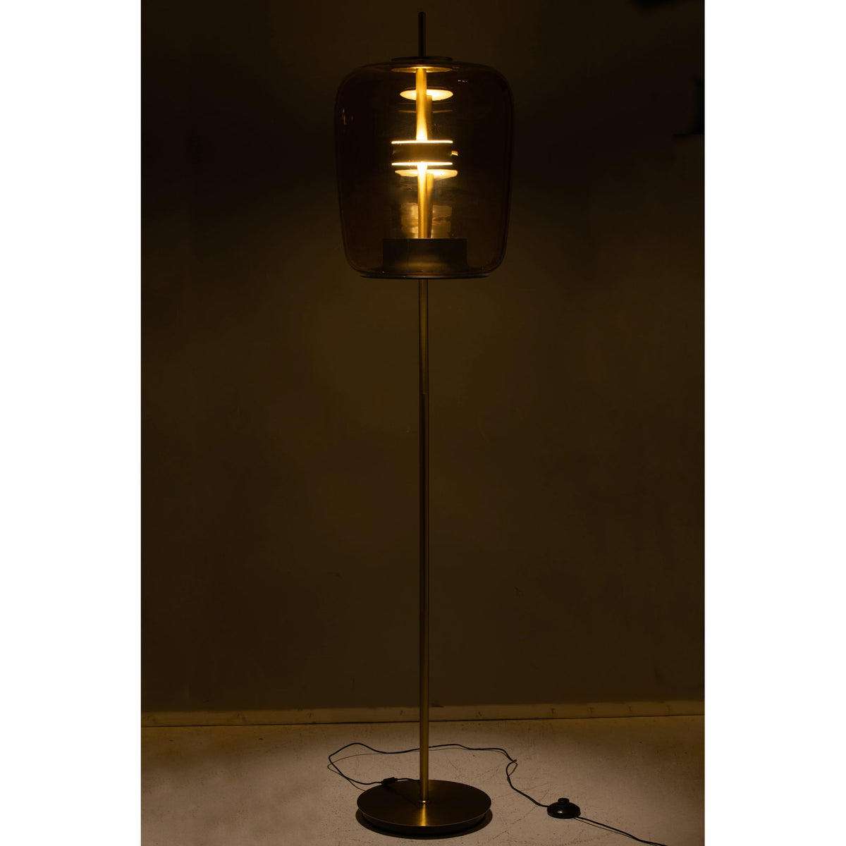 Gulvlampe LED glas brun H 168 cm J-Line