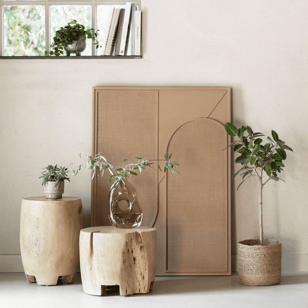 Elyn wandpaneel bruin jute structuur detail MUST Living