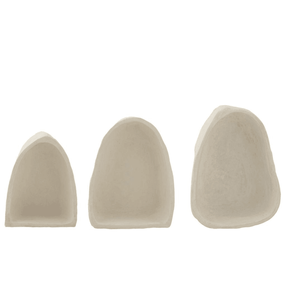 Wandrekken Papier Mache Wit Set van 3 - Wandrek - J-Line - livinglovely.nl