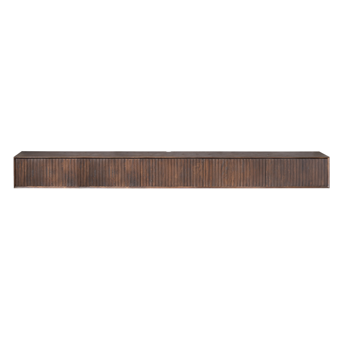 Zwevend Tv Meubel Madison Mangohout Bruin 280cm van Starfurn, detail van de bruine finish op mangohout