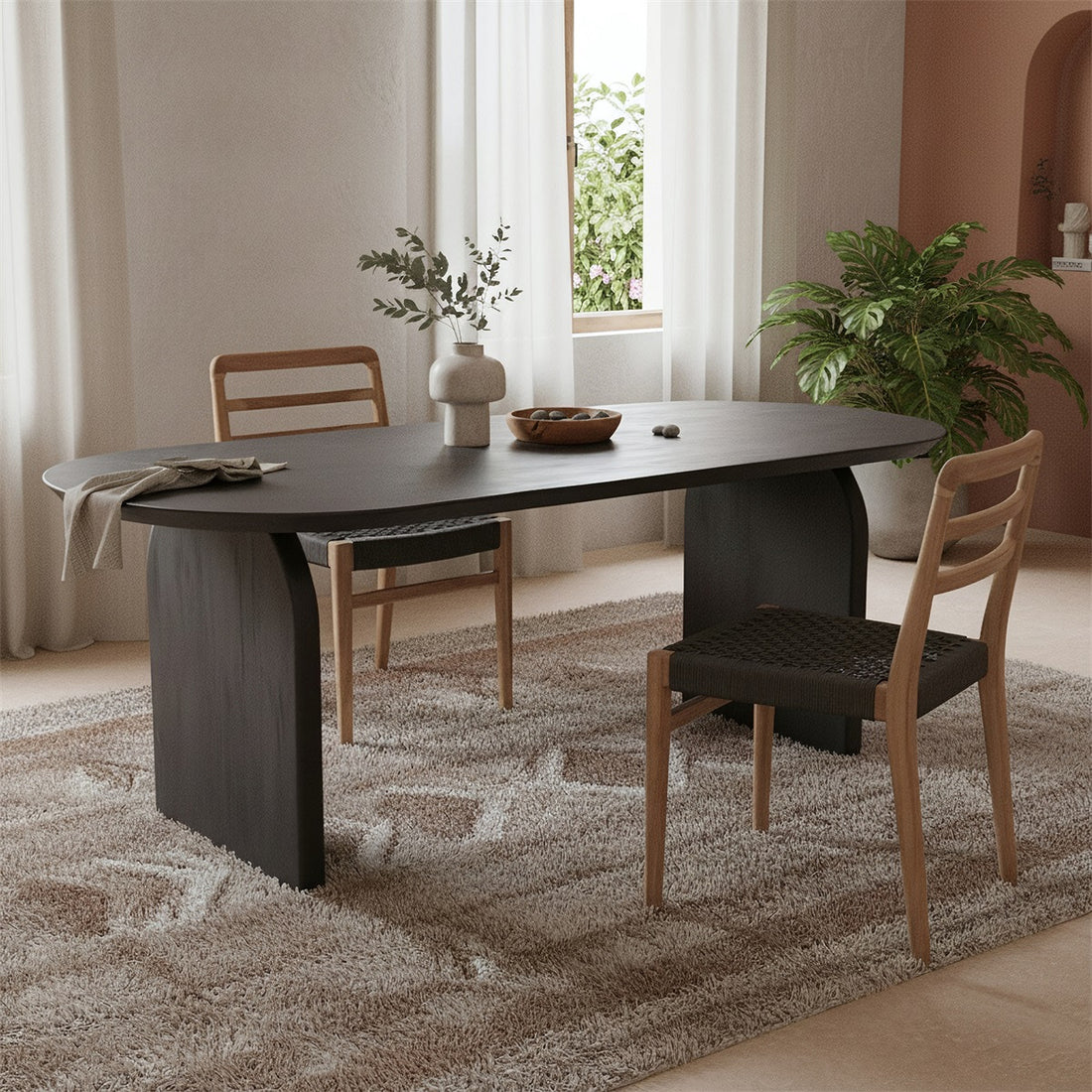 Spisestuebord Bullnose Black 180cm Raw Materials