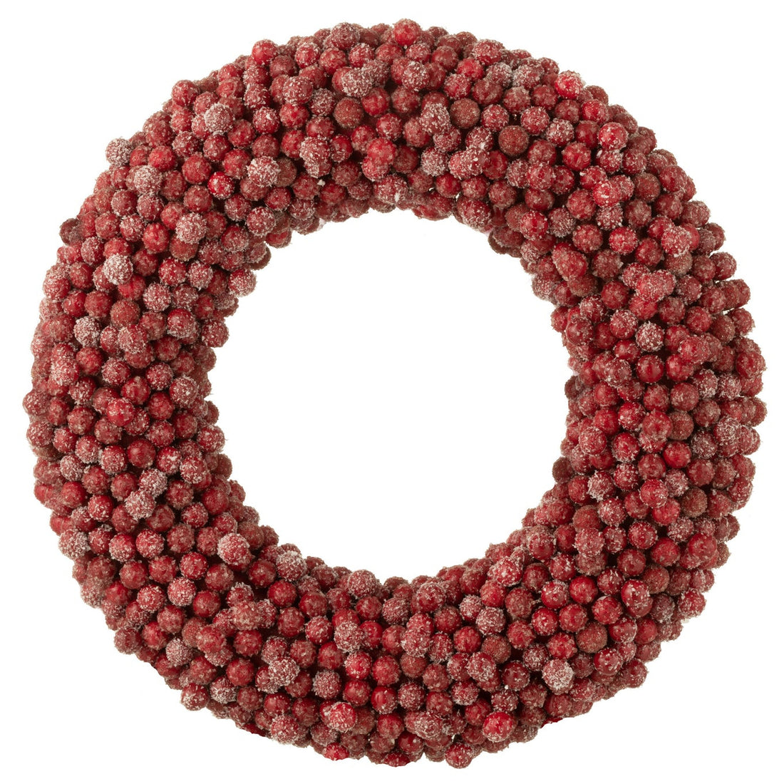 Krans med røde plastikbær, stor, Ø45 cm, J-Line