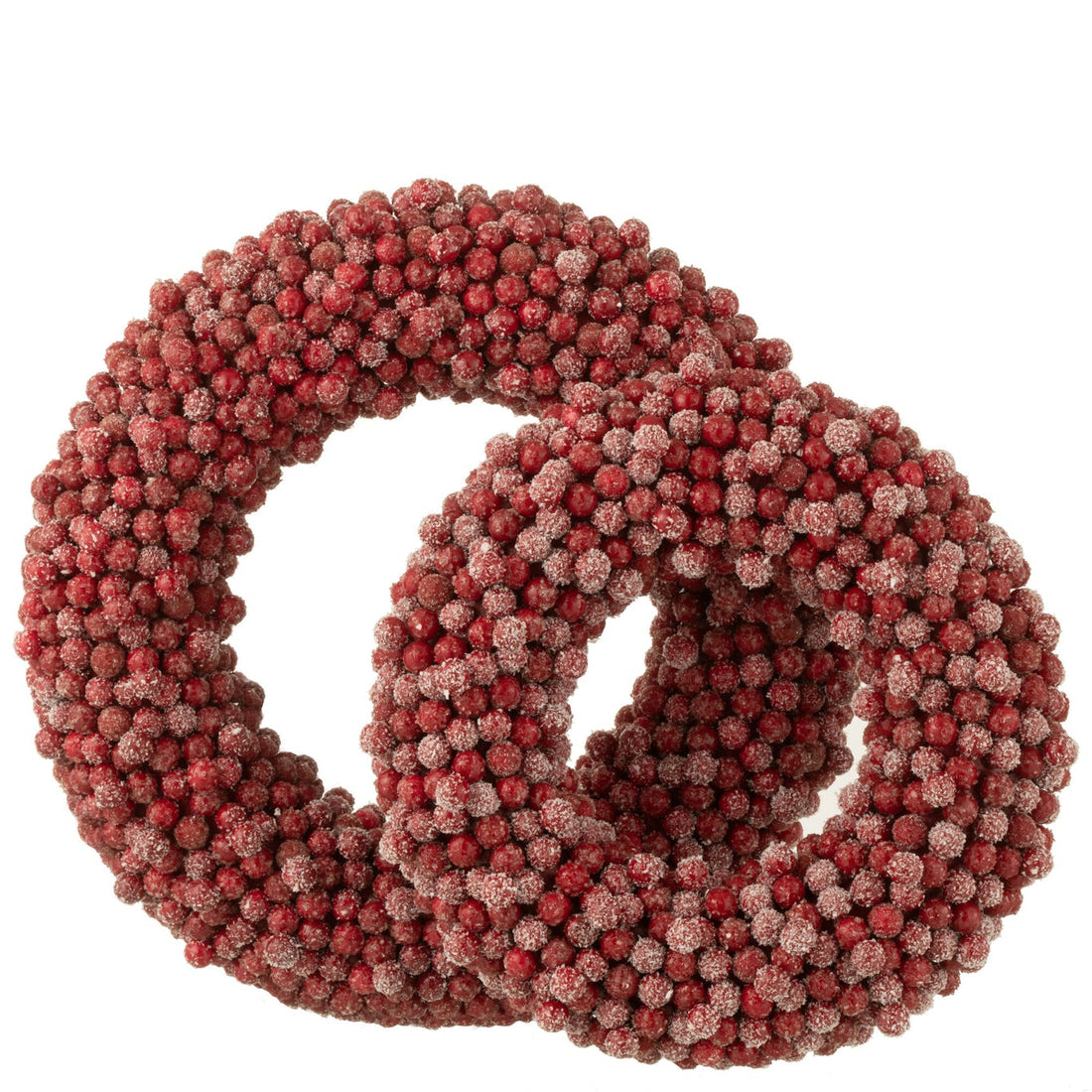 Krans med røde plastikbær, stor, Ø45 cm, J-Line