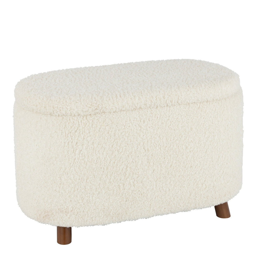 Puf med opbevaring, teddy, polyester, hvid, J-Line