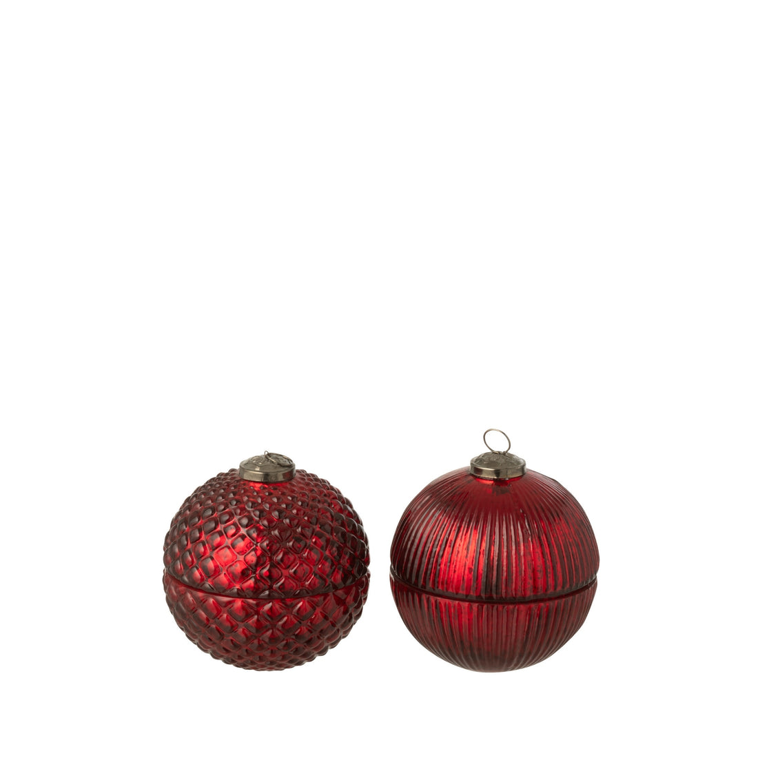 Duftlys Julekugle Glas Julerød Small Sæt med 2 J-Line