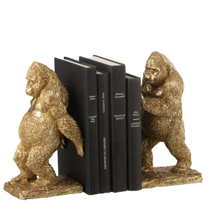 Bogstøtte Gorilla Resin Guld Sæt med 2 J-Line