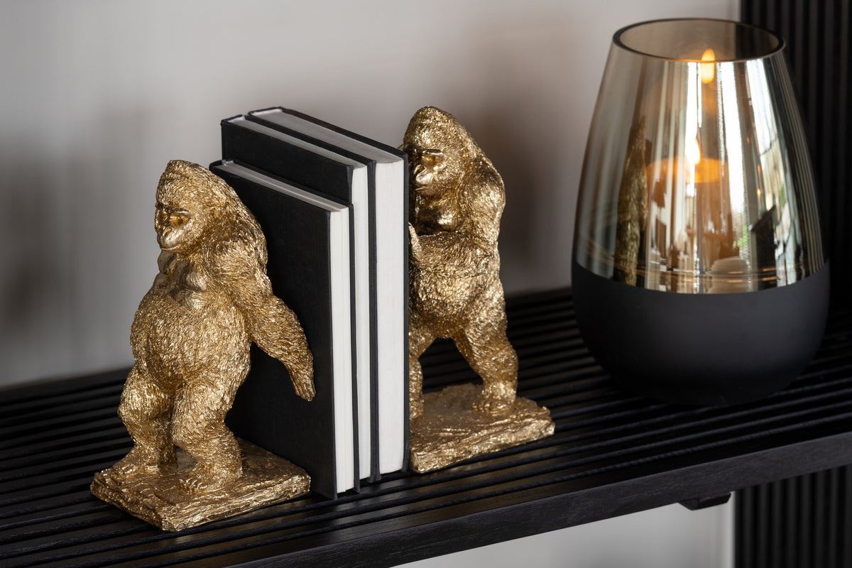 Bogstøtte Gorilla Resin Guld Sæt med 2 J-Line