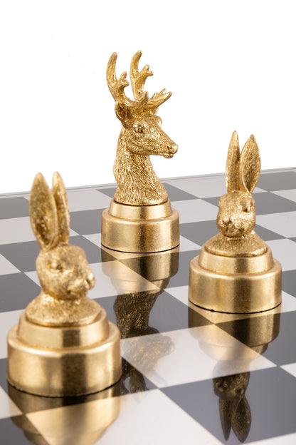 Skakspil med dyr i polyresin, assorteret – J-Line