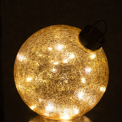 Julekugle i LED-glas, guldfarvet, mellemstor, J-Line