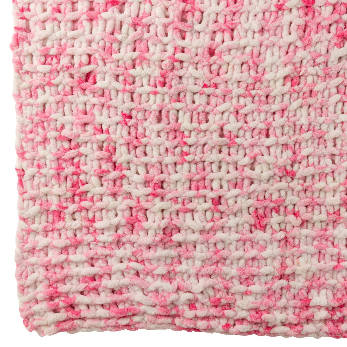 Plaid, strikket polyester, rosa/hvid, J-Line