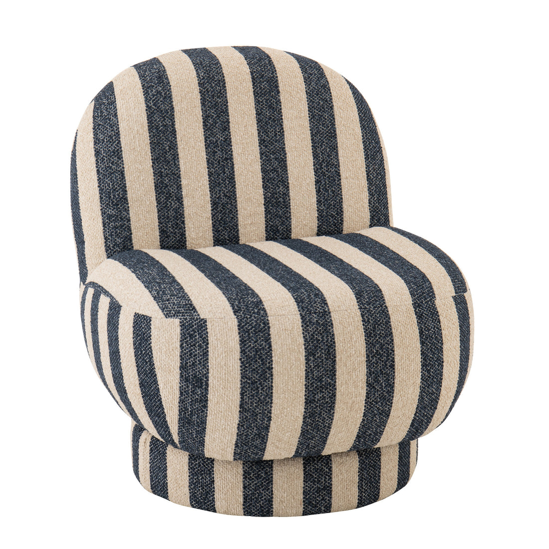 Lounge Chair med stribet stof blå/knækket hvid J-Line