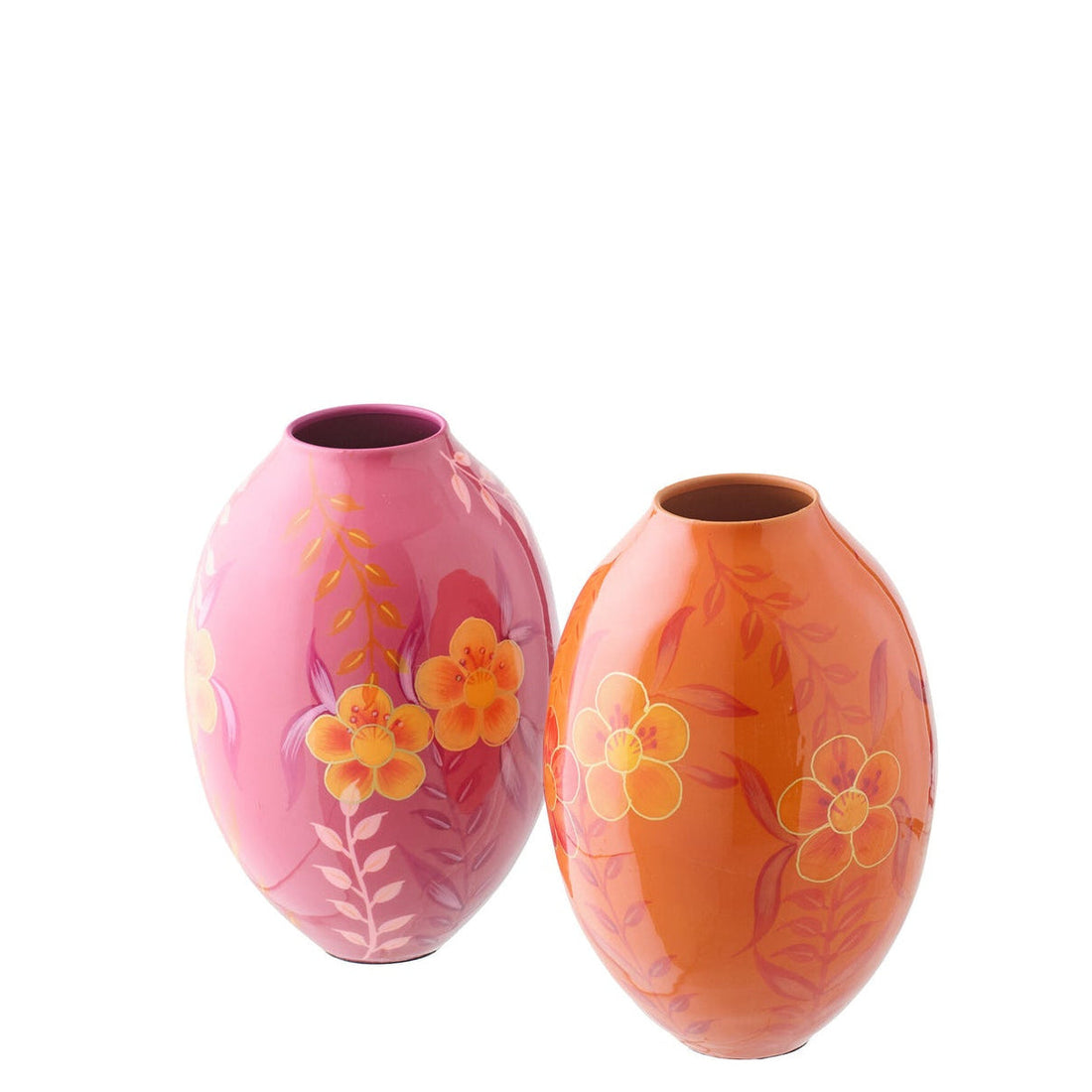 Vase blomster metal pink/orange small sortiment à 2 J-Line