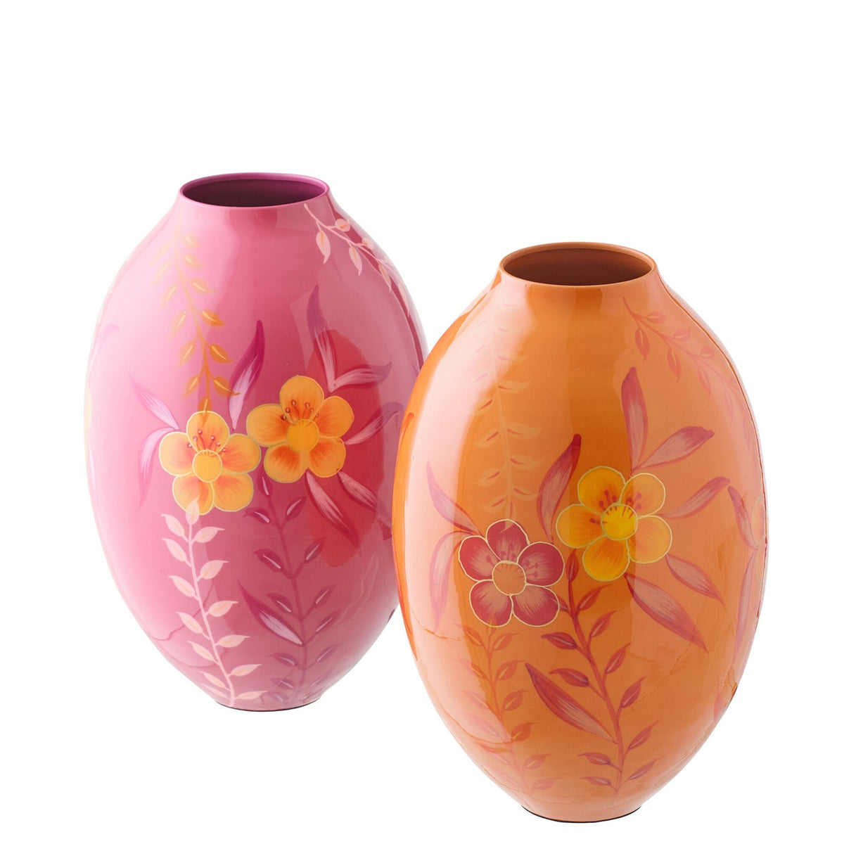Vase blomster metal pink/orange large assorteret, 2 stk. J-Line