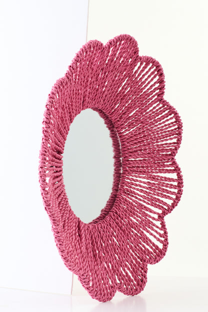 Vægspejl raffia mørkrosa J-Line