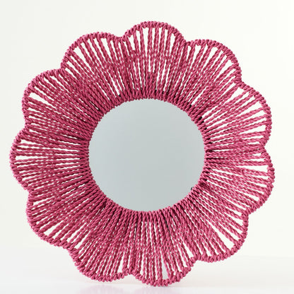 Vægspejl raffia mørkrosa J-Line