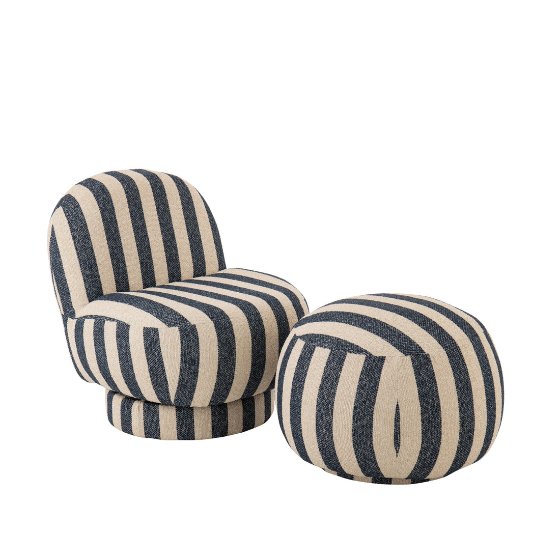 Lounge Chair med stribet stof blå/knækket hvid J-Line