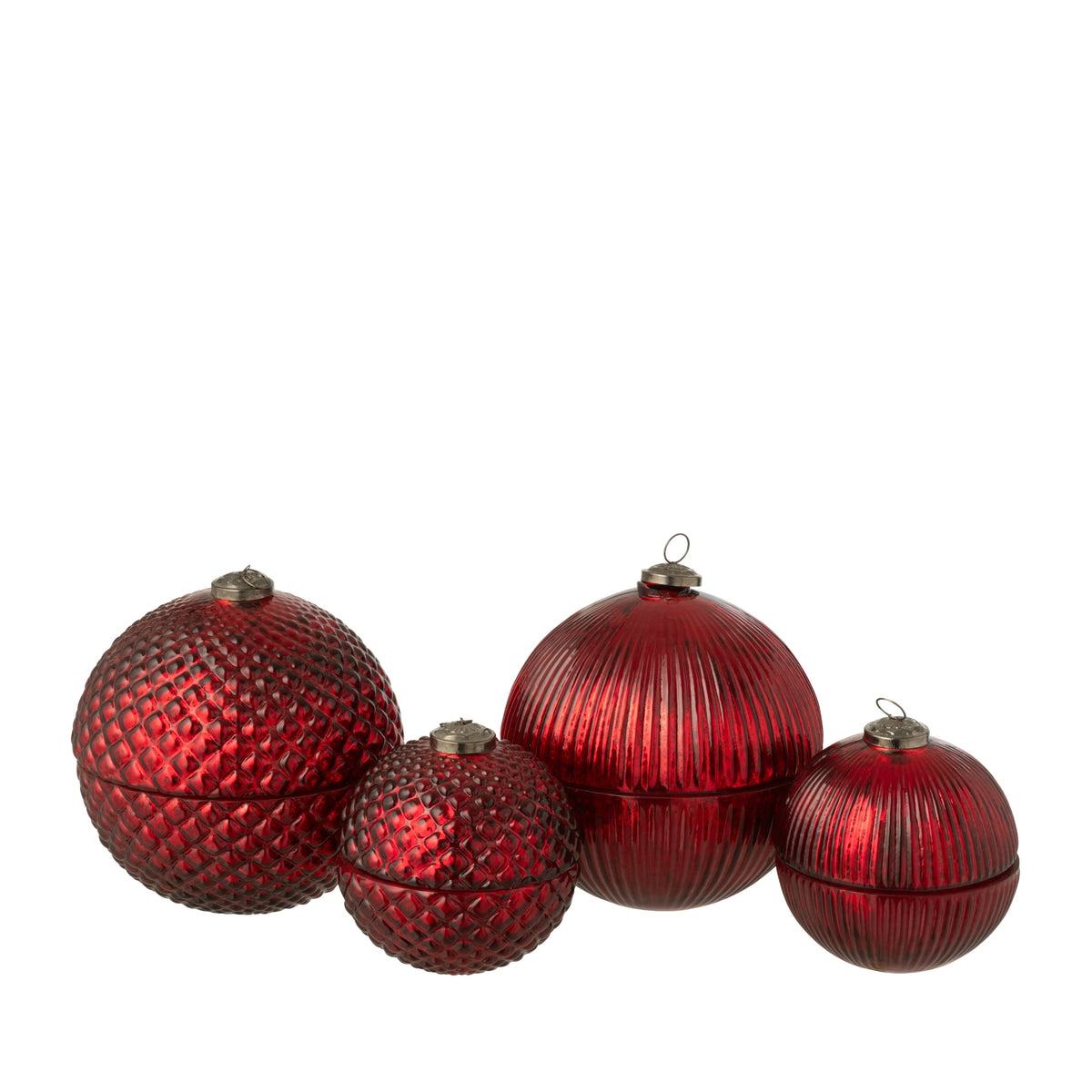 Duftlys Julekugle Glas Julerød Small Sæt med 2 J-Line