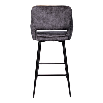 Fallon Velvet Anthracite Barstol med sorte metalben, sæt med 2 stk. PTMD