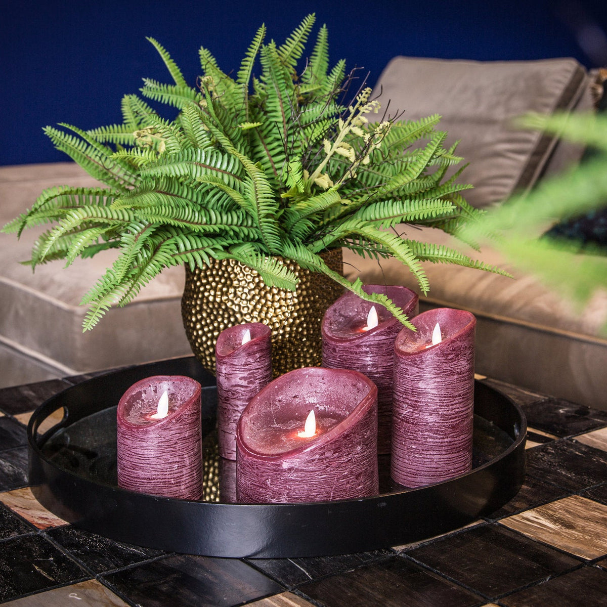 Sæt med 5 LED-lys Rustic Bordeaux PTMD