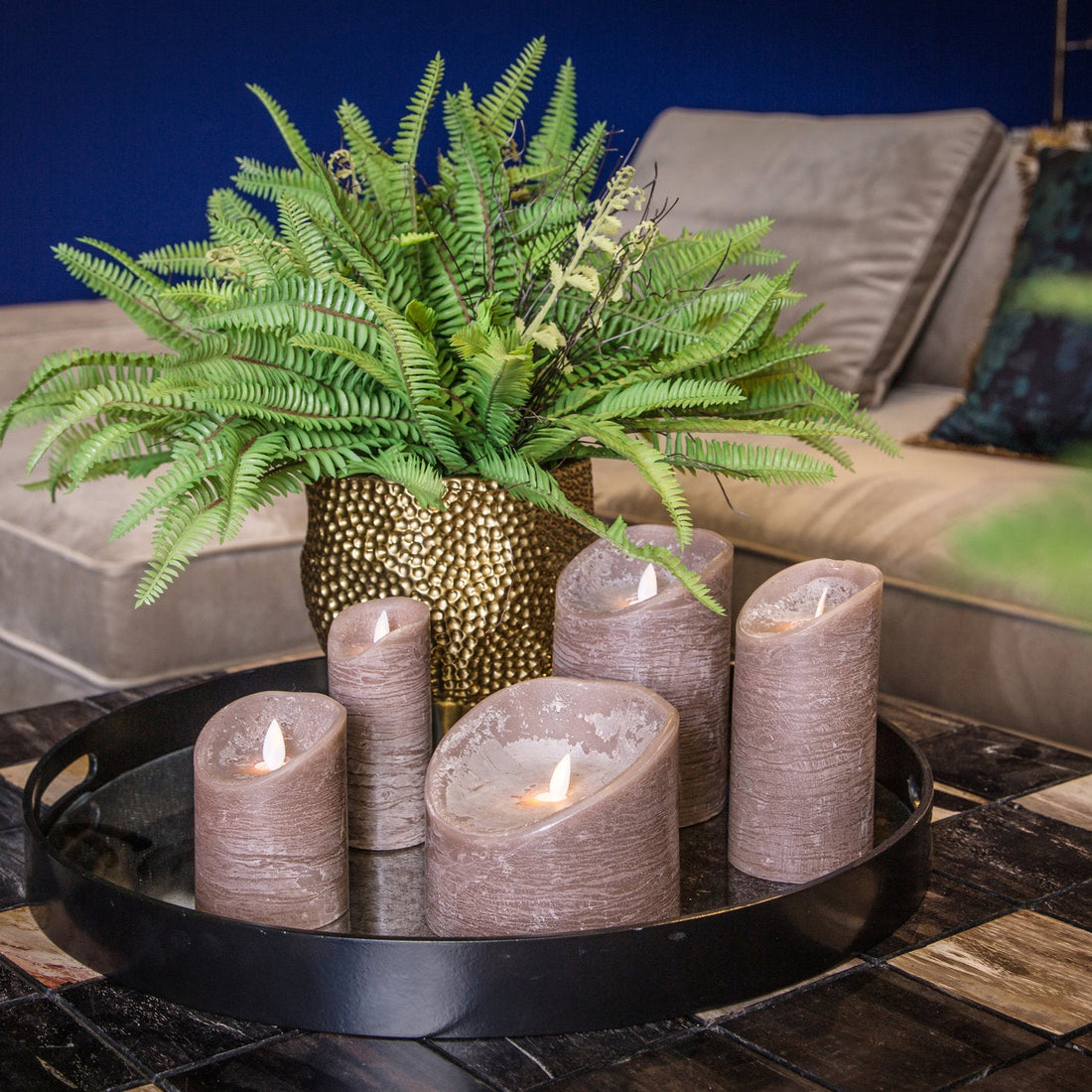 Sæt med 5 LED-lys Stone Brown PTMD