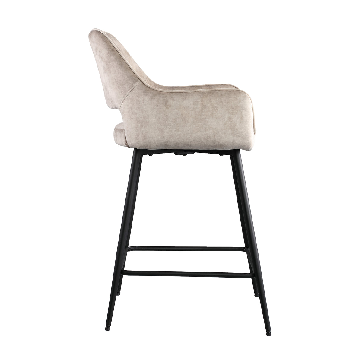 Barstol Fal Low Velvet Khaki, sæt med 2 PTMD