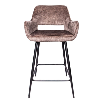 Barstol Fal Low Velvet Brun Sæt med 2 PTMD
